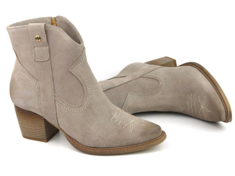 Frühlingsstiefel, Damen-Cowboystiefel aus Wildleder - MACIEJKA 05776-04, Beige