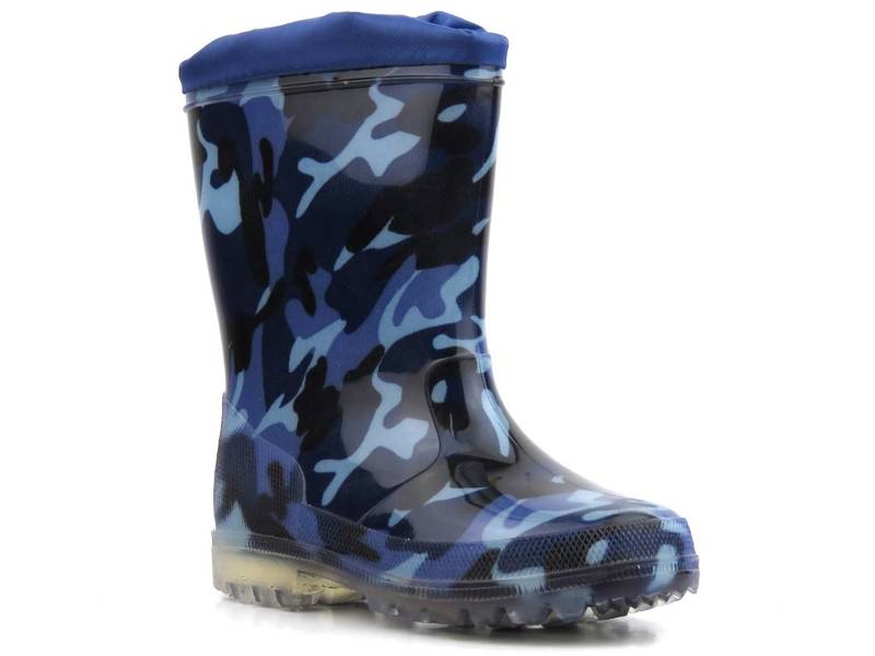 Hohe Camouflage-Gummistiefel für Kinder – WOJTYŁKO 4321G, Marineblau