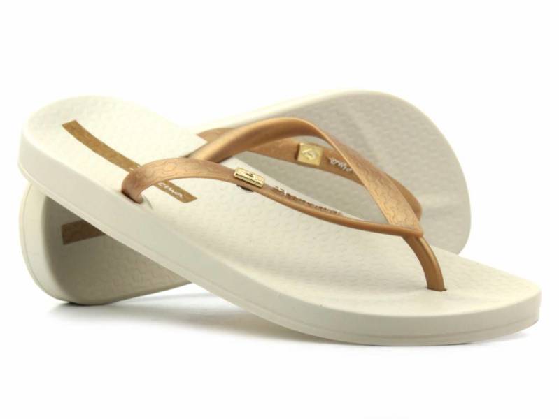 IPANEMA 82932 Damen-Gummi-Flip-Flops, Beige und Gold