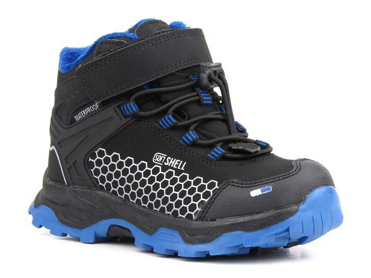 Kinder-Schneestiefel, Trekkingstiefel mit Softshell – AMERICAN CLUB HL 29/22, schwarz mit blau