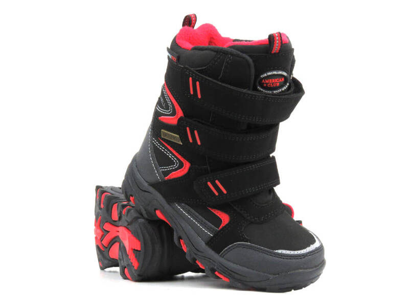 Kinder-Schneestiefel mit Klettverschluss – AMERICAN CLUB WT 162/23, schwarz