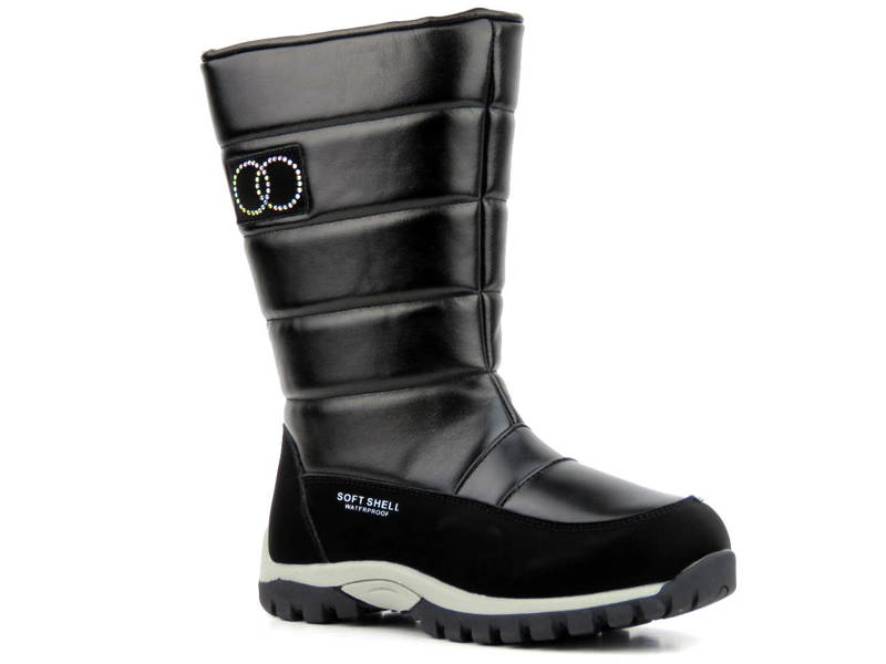 Kinder-Schneestiefel mit Softshell und Membran – WOJTYŁKO 23038, schwarz