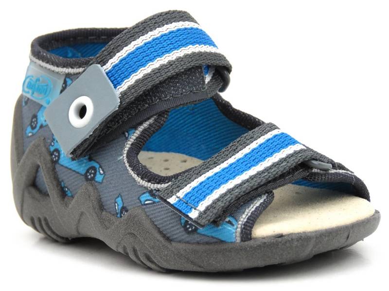 Kindersandalen mit Ledereinsatz - Befado 350P031, grau mit Autos