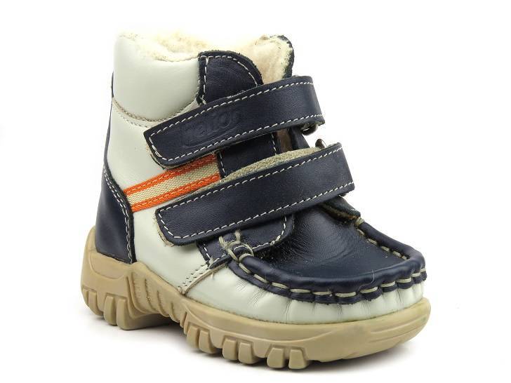 Kinderstiefel mit dicker Schafwolle – HELIOS 030/1, Marineblau und Weiß