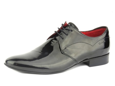 Lack-Derby-Schuhe für Herren Conhpol 4755, schwarz