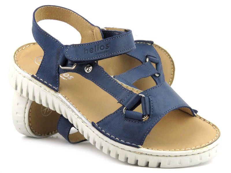 Leder-Damensandalen der polnischen Marke HELIOS Komfort 249S, Marineblau