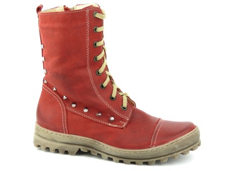 Leder, warme Damenstiefel mit Nieten - HELIOS KOMFORT 625, rot