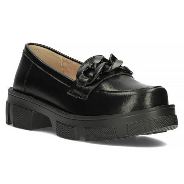 Lederschuhe, Damen-Loafer mit Kette - Filippo DP3221/23, schwarz