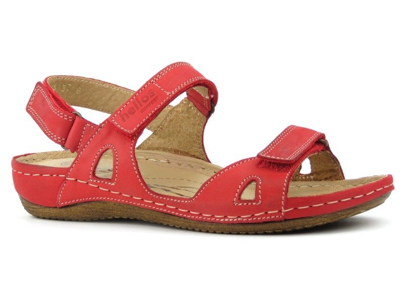 Leichte Damensandalen aus weichem Leder - HELIOS Komfort 205, rot