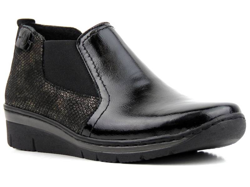 Leichte, bequeme Damen-Chelsea-Boots mit Goldschuppen - HELIOS Komfort 527, Schwarz 5