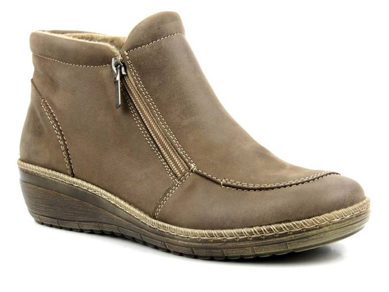 Leichte, bequeme Damenstiefelette mit Reißverschluss - HELIOS Komfort 516, dunkelbeige