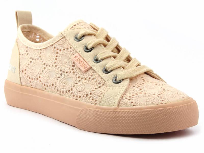 Luftige Damen-Sneaker mit Spitze – Big Star JJ274059, Nude