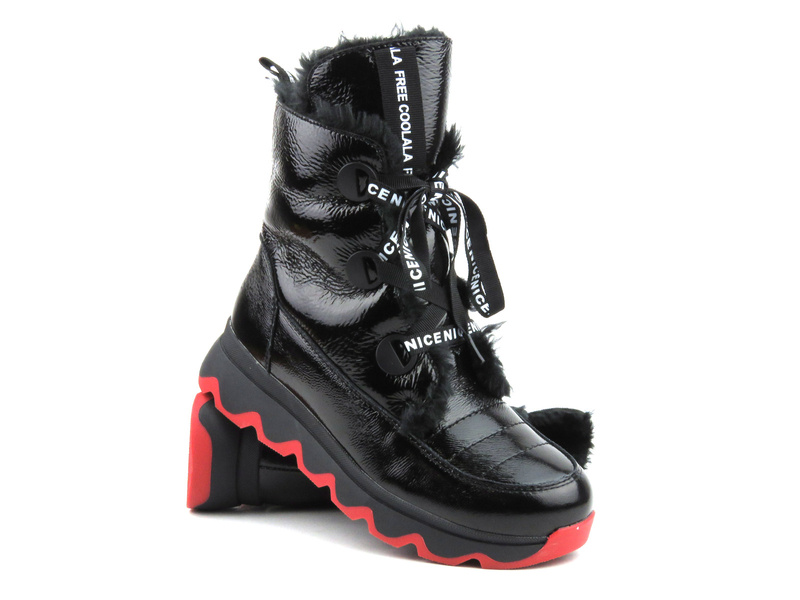 Mit Fell isolierte Damen-Schneestiefel - Artiker 51C0357, schwarz