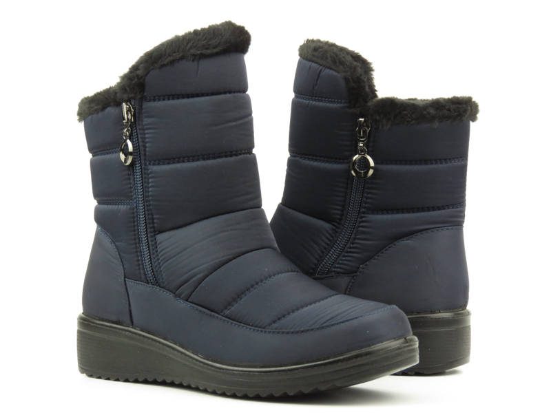 Mit Fell isolierte Damen-Schneestiefel – NEWS 22SN26-5065, Marineblau