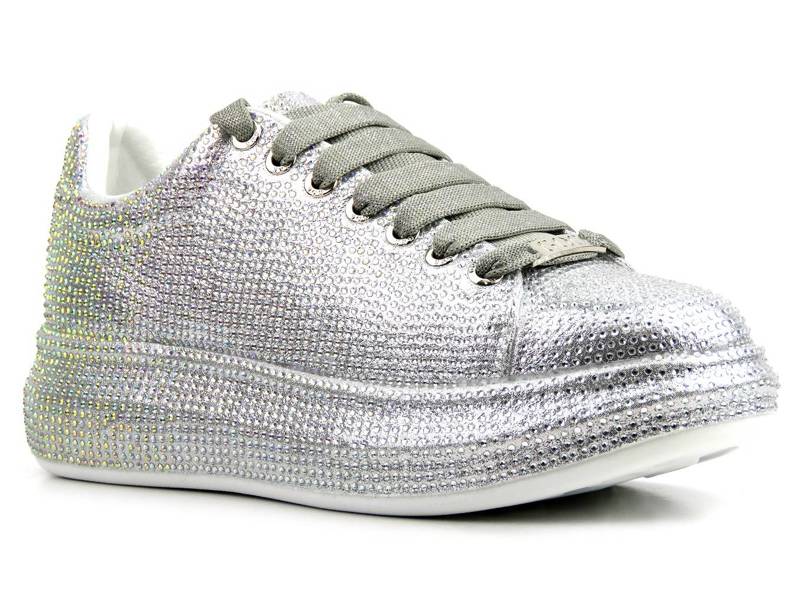 Mit Pailletten besetzte Damen-Sneaker – GOE JJ2N4048, Silber