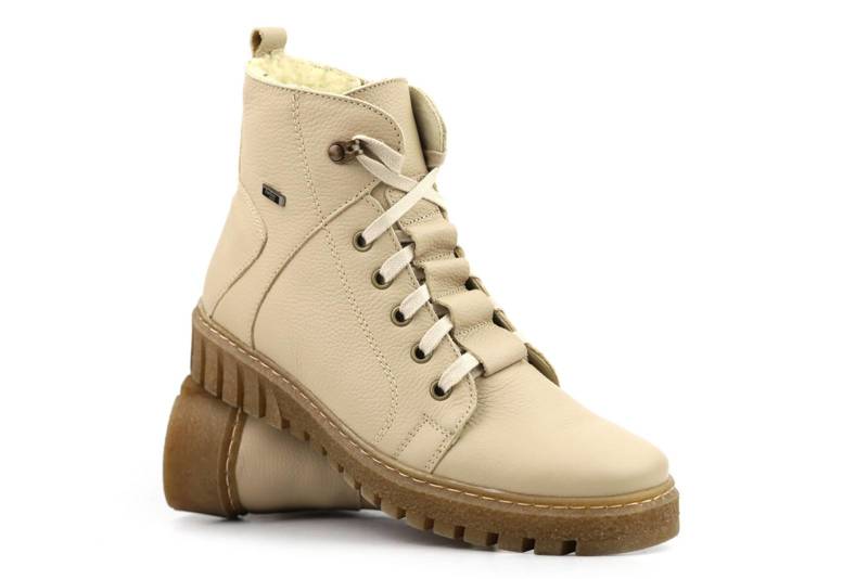 Mit Wolle isolierte Damen-Lederstiefel - HELIOS Komfort 577W, Cappuccino