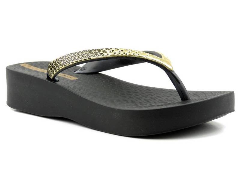 Plateau-Flip-Flops für Damen – IPANEMA 82872, Schwarz und Gold