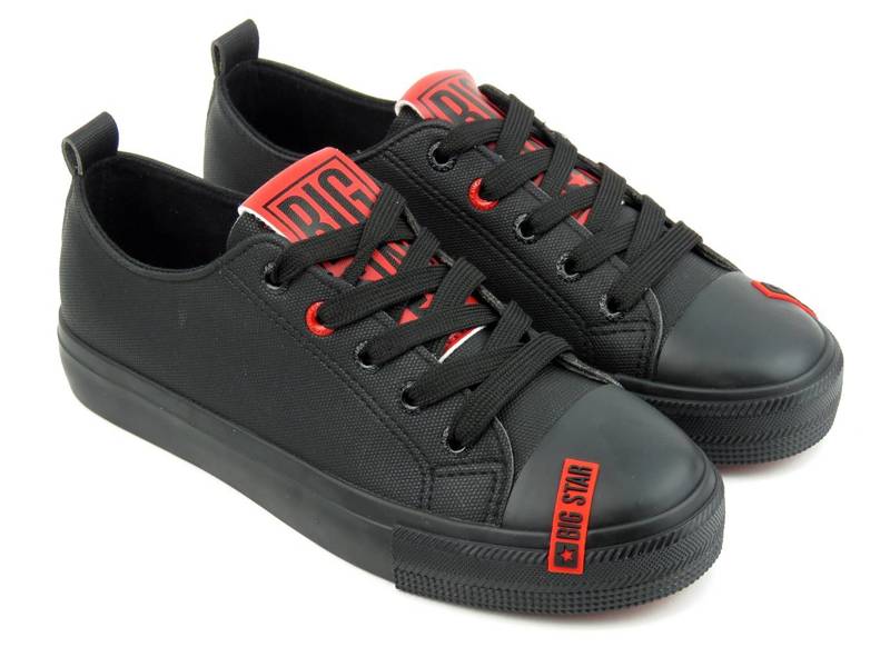 Schwarze Damen-Sneaker mit roten Mustern – BIG STAR JJ274164