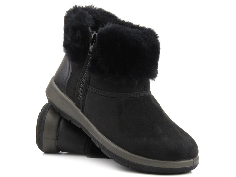 Warme Damenstiefel mit Zierfell - Inblu WG-50, schwarz