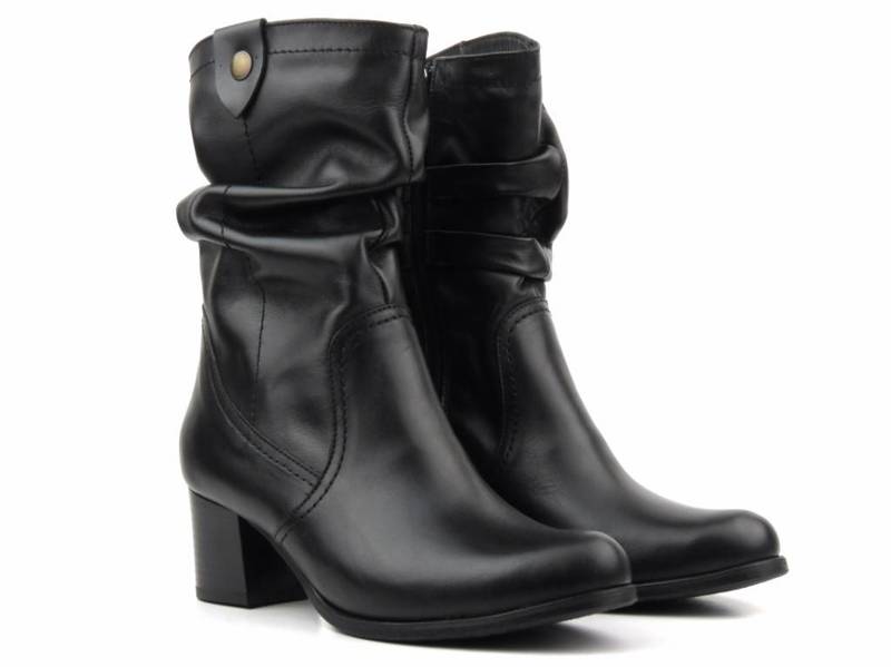 Warme Damenstiefeletten, Stiefel mit hohen Absätzen - AGXBUT 612, schwarz