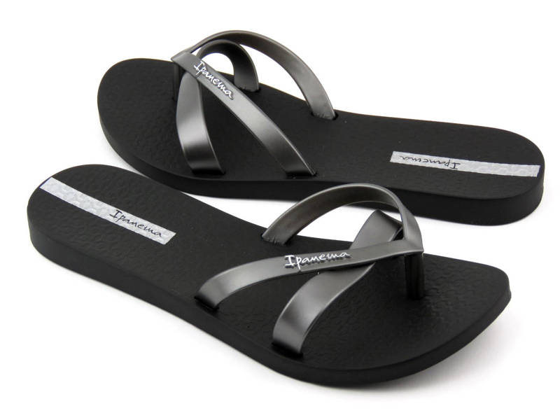 Wasserdichte Damen-Flip-Flops IPANEMA 81805, Schwarz und Silber